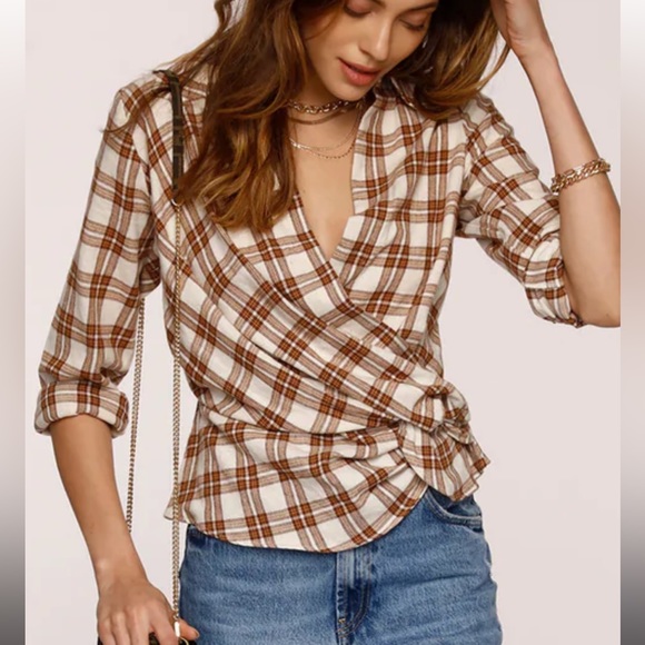 Heartlooms Twist-Front, Surplice Bodice, Flannel Top - Picture 2 of 12